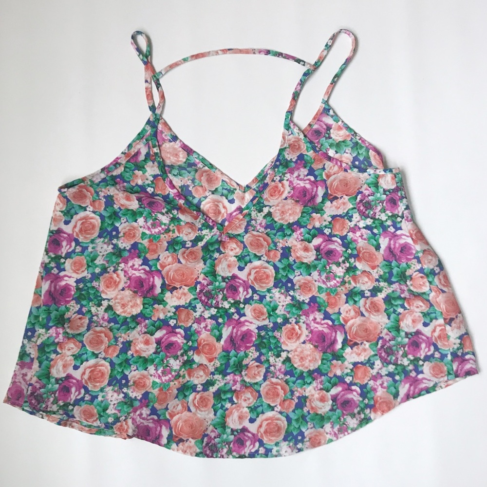 ☀️⬇️Forever 21 Cropped Sheer Floral Tank Size M